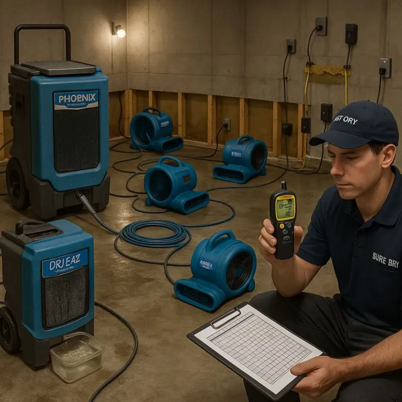 Structural Drying and Dehumidification process in Manhattan Beach, CA